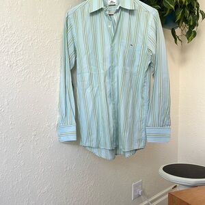Lacoste Vintage Blue and Green Casual Button Down Shirt